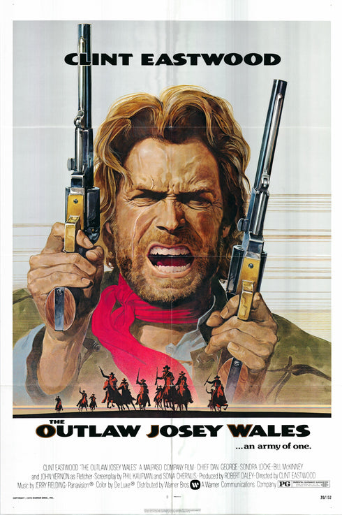 The Outlaw Josey Wales 1976 one sheet poster, folded
